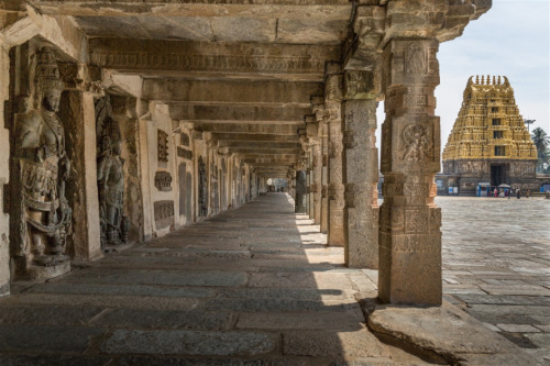 Corridor and gopuram, Chennakeshava temple, Belur, Karnataka, photos by Kevin Standage, more at http