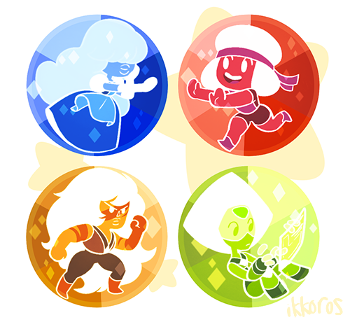 ikkoros:  STEVEN UNIVERSE 1.5″ booster badge set!  Inspired by the badges in Attack the Light; I thought it would be really cool to have every character as a badge in real life, including every fusion :^D[Pre-order: SET of 16 | Individual Pins][Available