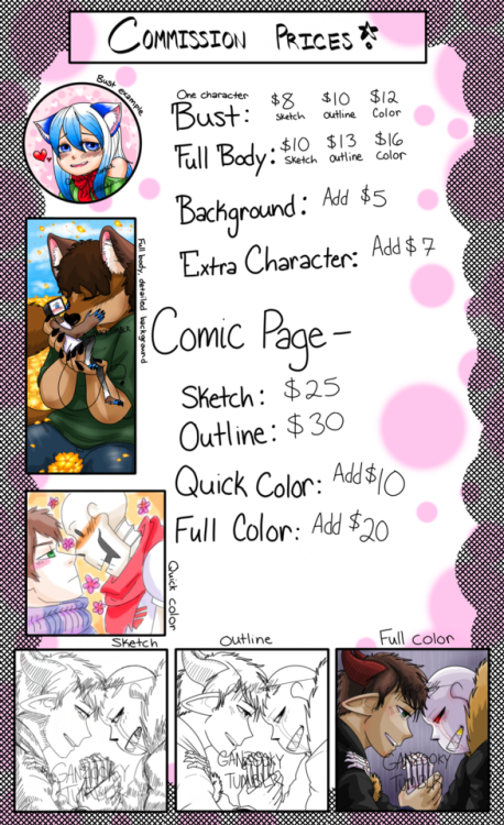 nsfwsinningsans:  COMMISSION PRICE SHEET ~ <3 Been working on this and needed to remake the price sheet for everyone to look at.If you’d like to request a picture/comic or just donate please place your donation and a description into my Ko-fi.KO-FI