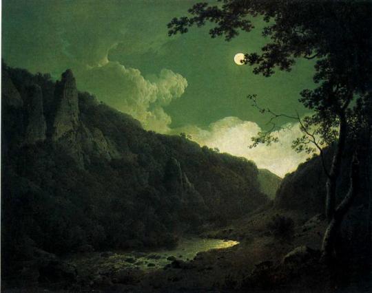 Dovedale by Moonlight, 1785, Joseph Wright Medium: oil,canvas