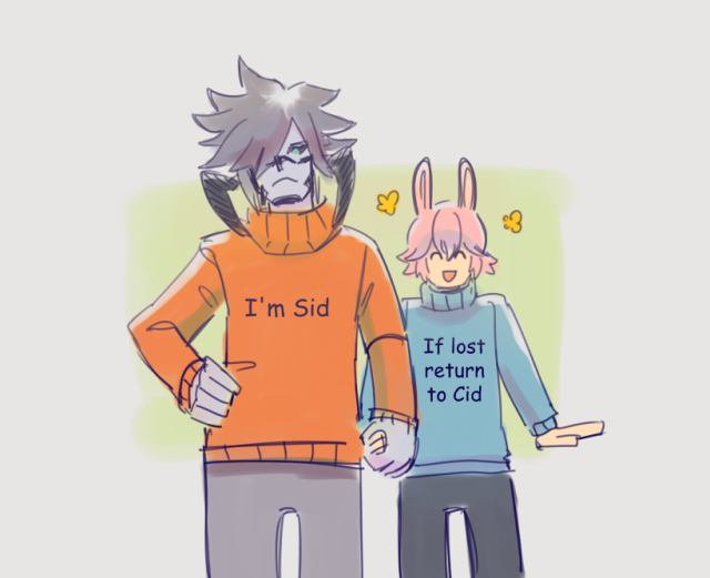 they got matching(?) sweaters 🥰 #final fantasy 14  #warrior of light #sidurgu#wol#ff14#ffxiv#doodle