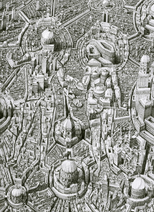 itscolossal:New Infinitely Detailed Pen & Ink Cityscapes by Ben Sack