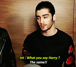 ohmy1zarry:  Zayn’s little smile at the end when Harry says “The same” / x /