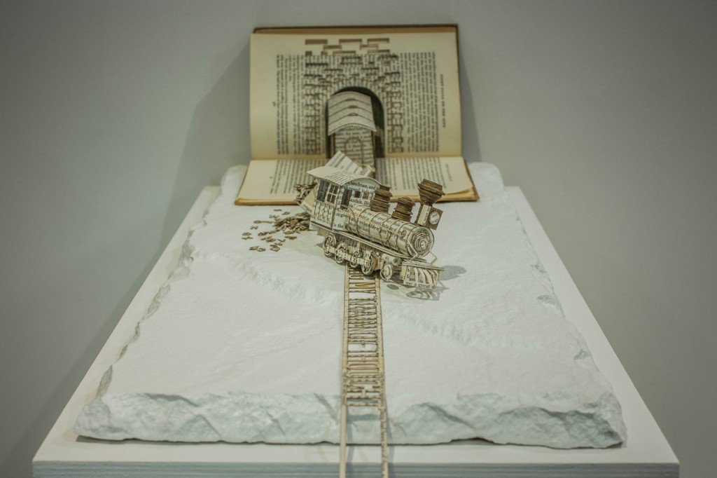 steampunktendencies:  Book Sculpture: Derailing my train of thought by Thomas Wightman