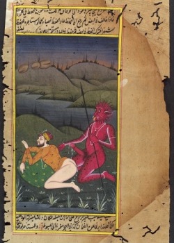 A Devil Buggering a Man 19th century Gouache