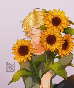 runa-storm: This is a gift for cupcake @sabomuii! She’s the person who got me into MysMe, so I thought this would be fitting. Yoosung is probably one of her favorite characters in the game and sunflowers are beautiful, so this came out!!! I never drew