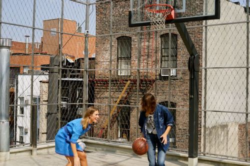 phiilx:  Alexa Chung and Tone Damli playing basketball at the launch of the Villoid App