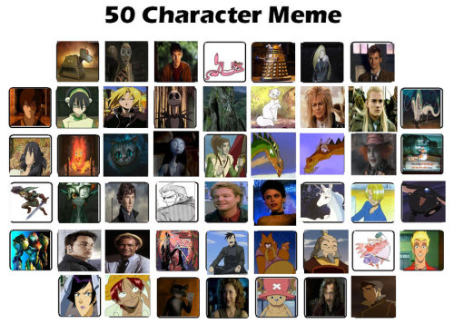 50 character Meme by Kida541) K9 (Doctor Who)2) 9 (9)3) Merlin (Merlin)4) Pink Panther (Pink Panther