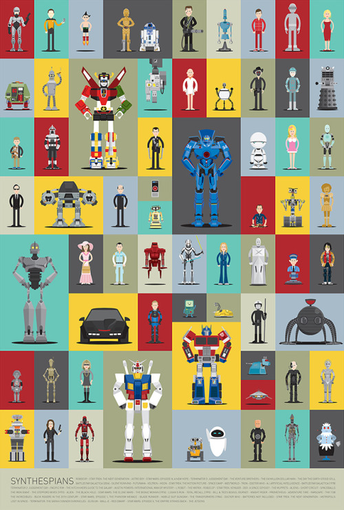 laughingsquid:  Synthespians, Illustrated Versions of 66 Famous Robots From Movies & Television Shows