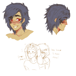 koujakuandthediamonds:  idk i was thinkin about koujaku with shorter hair and what if after aoba taught his man to love himself koujaku got a more practical haircut because he stopped feeling the need to hide himself and lbr if youre the leader of a gang