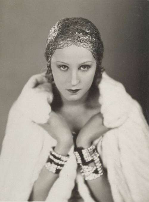 Brigitte Helm in L'Argent directed by Marcel L'Herbier, 1928. Jewels by Jean Despres, dress by Jacqu