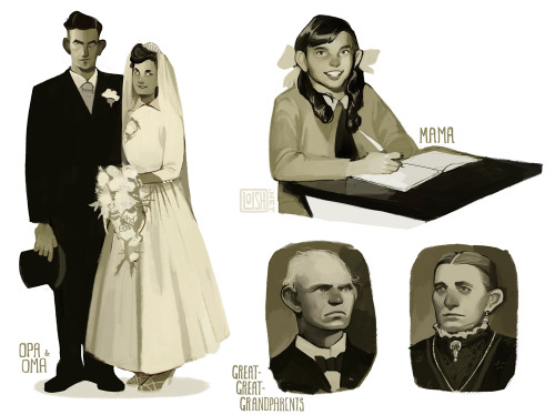 my mom recently scanned in a bunch of old family photos and i felt compelled to draw some of them! &