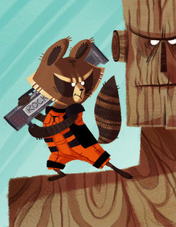 yowulf:  Rocket Raccoon and Groot! Print