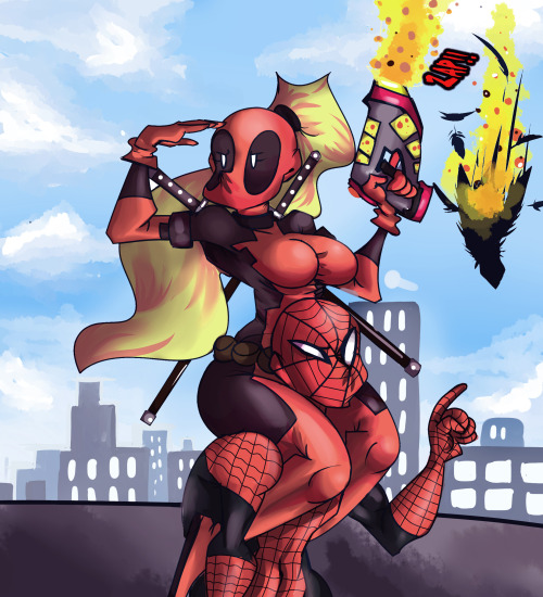 Porn Pics Lady Deadpool and Spidey crossover. I also