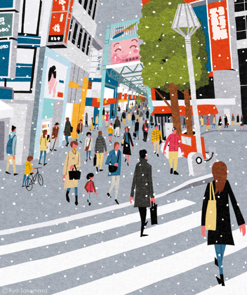 Japanese Illustration: Snowy Day. Ryo Takamasa. 2013