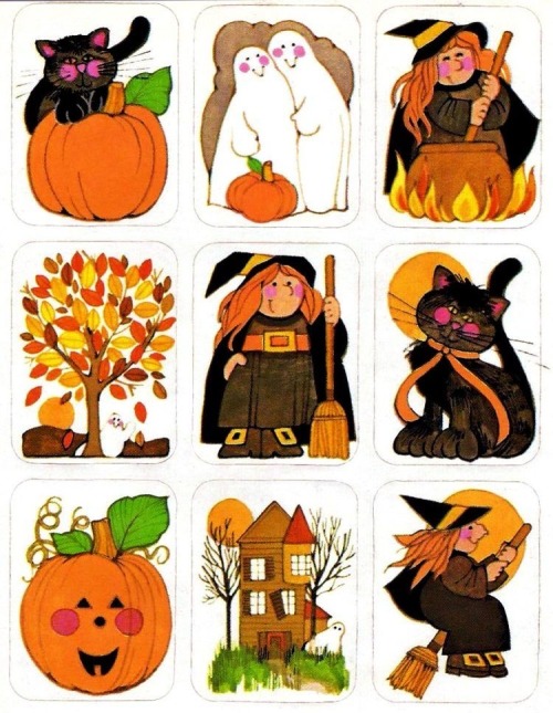 A season of falling leaves — 80s Halloween Stickers