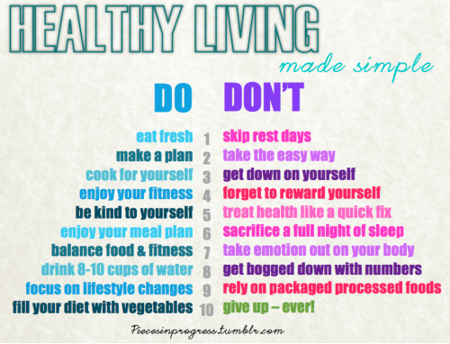 piecesinprogress:A few basic reminders. Healthy living is about a whole lifestyle geared towards tre