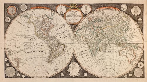 Old World Map Of Captain Cook Discoveries, 1799