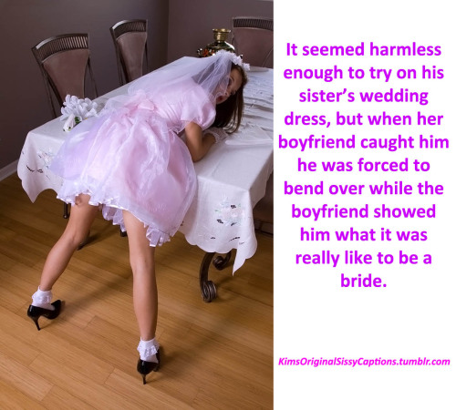 superpeterssissystories:besthumiliationcaptions: Best sissy humiliation captions Now they play Bride