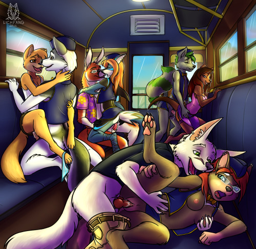 vixyhoovesmod:ych by: Lichfang Wont add story till i upload it to my page later. Not sure what to name T.Devil fursona having fun with a white canine bottom right~ Because this is what happens when you ride a train in the furry world o3oX: