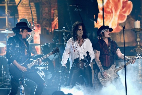The Hollywood Vampires rocking on stage, 5 years ago, on February 15, 2016 while performing “As Bad 