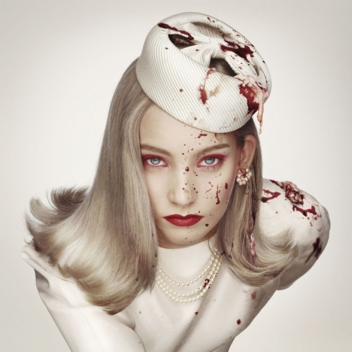 strangelfreak:  Erwin Olaf - Royal Blood Olaf’s Royal Blood series, which includes the Diana look-a-like picture, attempts to stir debate about public fascination with fame and violence by using blond models to portray celebrities who met a violent