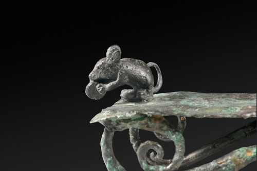 ancientanimalart:Bronze mouse on a pedastal2nd century CEfrom Augusta Raurica (Augst, Switzerla