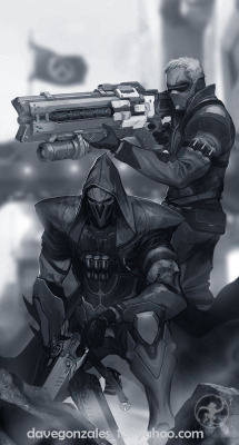 leviwatch:  Reaper and Soldier 76 of Overwatch (WIP) by turpentine-08  