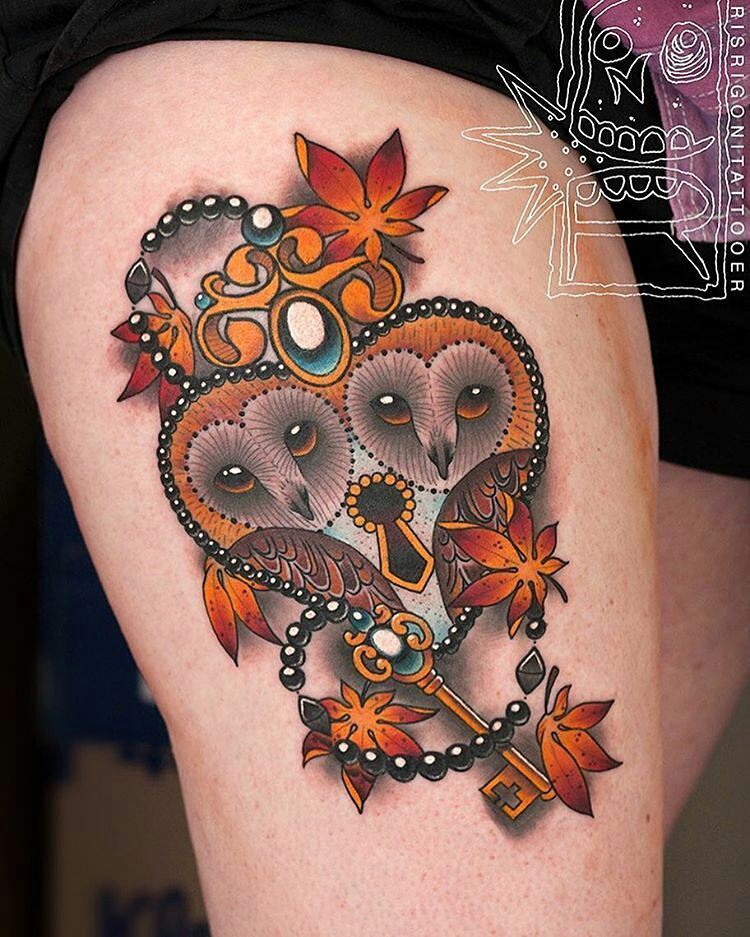 Tattoo Snob • Owl Locket tattoo by @chrisrigonitattooer at at...