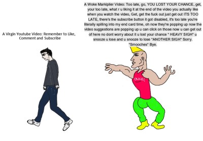 markiplitessepticeyes:A Virgin Youtube Video v A Chad Markiplier Video