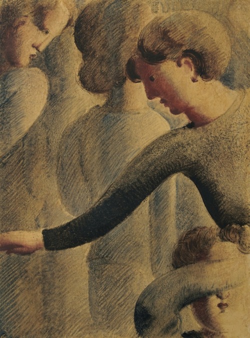 poboh:Hellgraue Gruppe (Light Grey Group), 1936, Oskar Schlemmer. (1888 - 1943) - Pastel and Oil on 