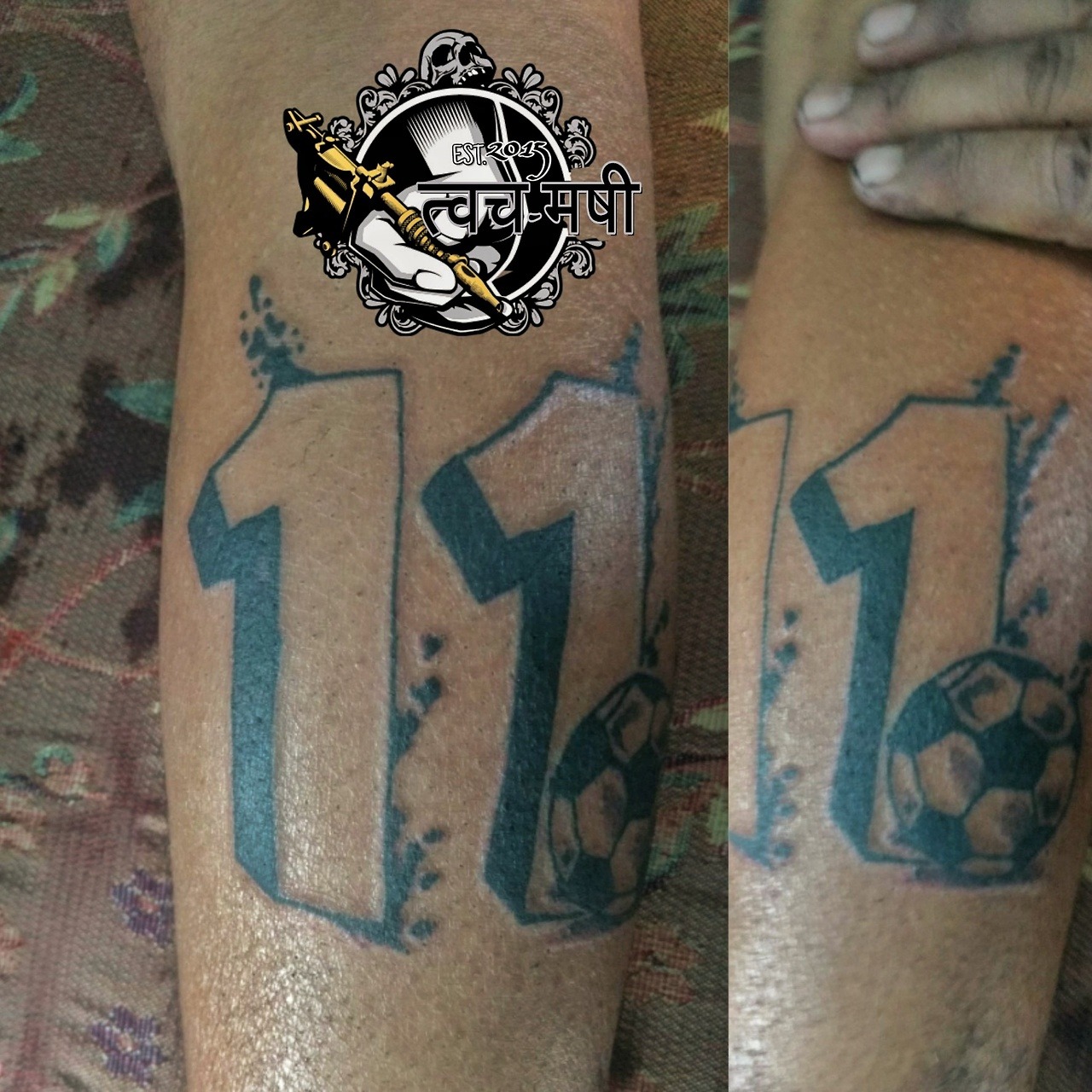 Tvach Masi Soccer No 11 Tattoo Work On Calf
