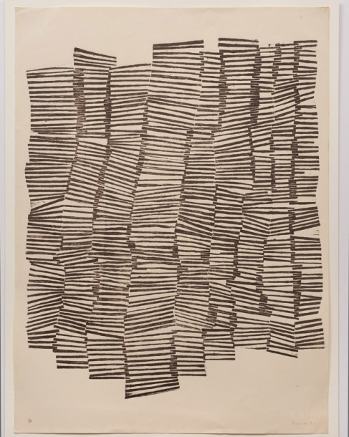 julialukedesign:Zarina Hashmi, Untitled, 1970, Relief print from collaged wood, printed in burnt umb