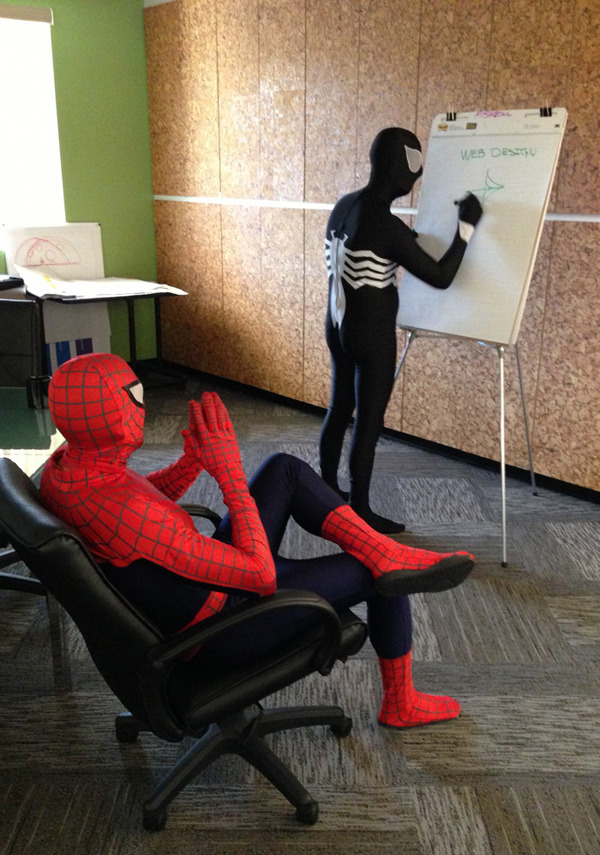 Cosplay of the day: Spider-Man and Venom: Web Designers
“Have we considered shooting them out of our wrists? That would optimize our SEO, maybe.”