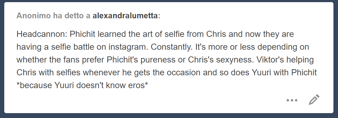 alexandralumetta:  Chris: And … Viktor. You can’t just “go home”Viktor: Of
