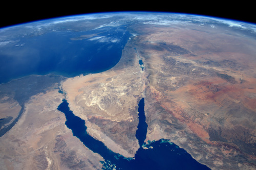 Sinai peninsula and the Syrian desert, May 2016, photographed by Tim Peake