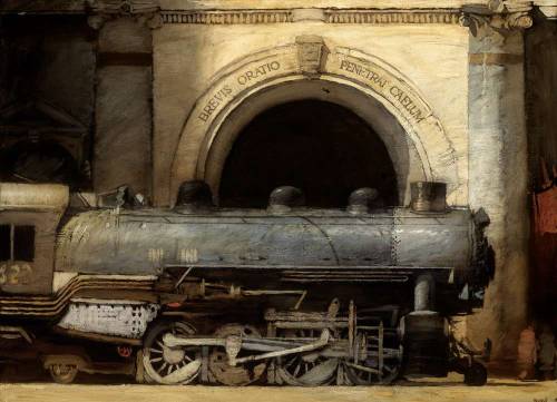 Richard Bunkall (1953 - 1999), Resting Train (1997)  Brevis oratio penetrat caelum: a short prayer seeps into the sky