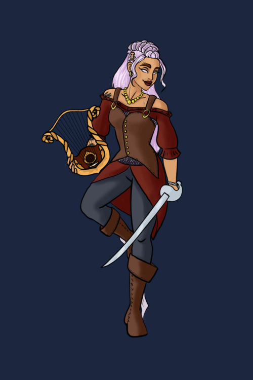 nerdygirlart: @erisbattart‘s new character. Lucette the pirate bard. I love her hair so much. 