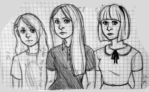 cescaspecs:Some Fire and Hemlock biro sketches of Polly at ages 11, 15, and 19. Just finished readin