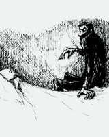 decomposion:  Art history meme (x) - 4/8 artists - Edward Gorey  But then the demon, much too soon, Returned one Sunday afternoon  