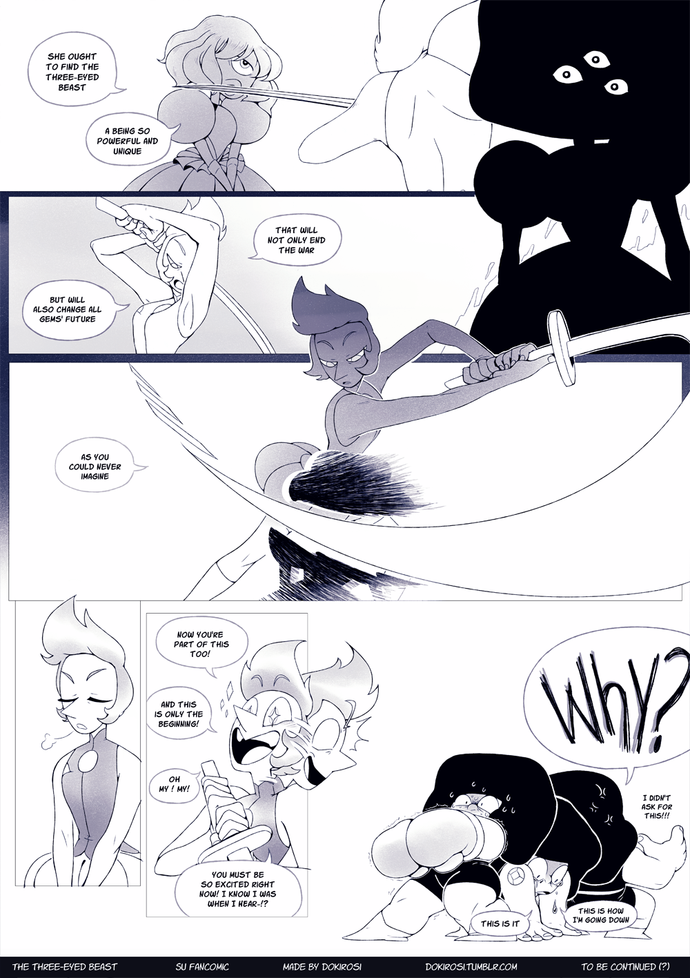 weirdlyprecious:  The three-eyed beast page 10Last page! Yep, this is it. At least