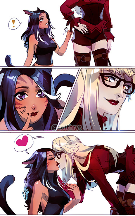 solthrys:  a short comic com for @claire-a-bell!  time to buy that miqo some stilts