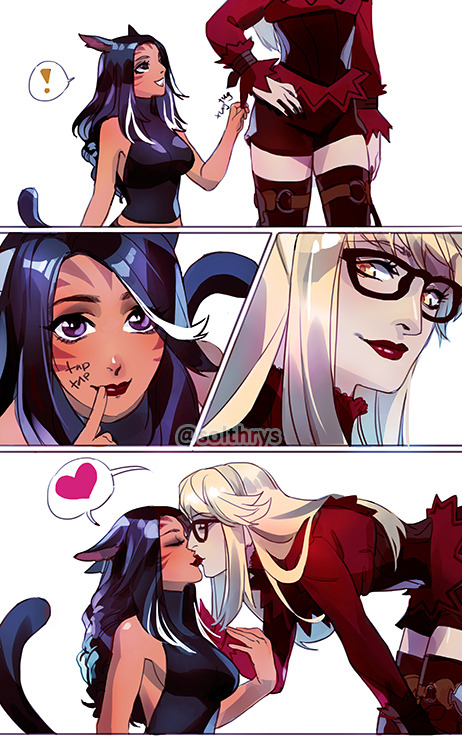 solthrys: a short comic com for @claire-a-bell!  time to buy that miqo some stilts 