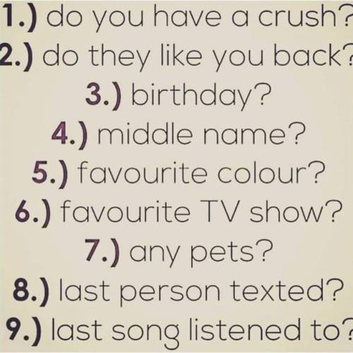 1: unfortunately 2: they never do… 3: Aug 18 4: Joshua 5: green 6: Too many, but all time, Star Trek 7: cats 8: @enigmamidnight Lauren 9: can’t remember, by shitty memory Play along if you choose!! #aboutme #playalong