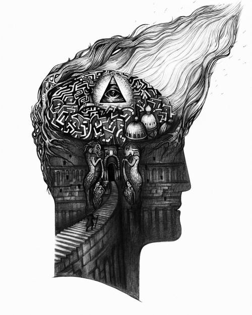 Entrance to the world of the subconscious. A4 ink, pencils. 100$ #surrealistic #symbolism #surrealar