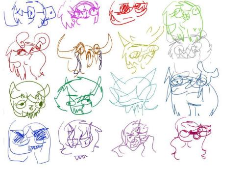 bonebulging-bucket: i drew homestuck characters with my eyes closed, i cant stop laughing oh my gosh