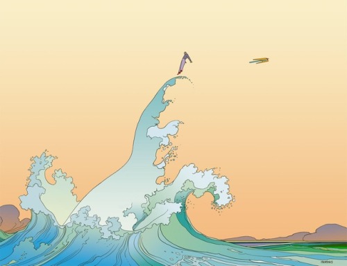 The Travels of Hermès.Three of Mœbius’s artworks for fashion company, Hermès. There are nine in tota