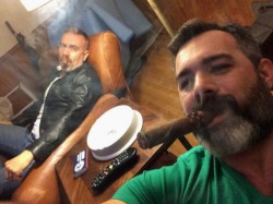 bearslikeus:  Eric knew it would happen quickly. It did certainly did for him when he started puffing away on the cigar. Ryan was smoking the cigar like he’d been doing it his whole life. Eric watched as his friend matured before his eyes. His dark