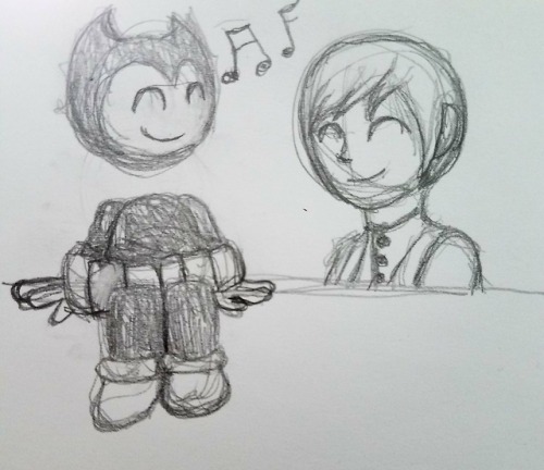 A bit of a headcannon to add to my au that Bendy would sometimes sneak away from Joey and would danc