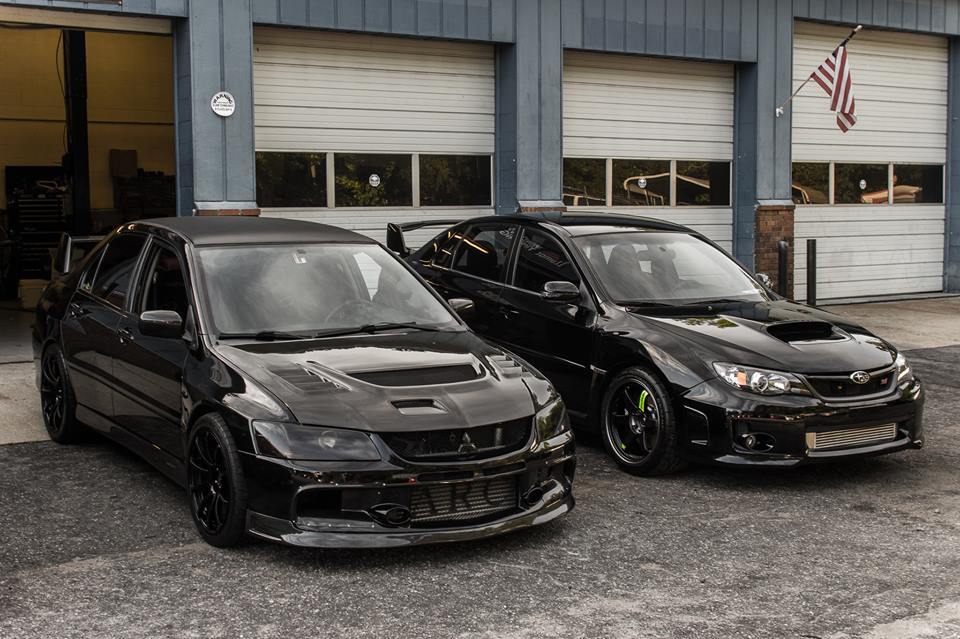 automotivexperience:  Mitsubishi Lancer Evolution IX x Subaru WRX STi Sedan www.automotivexperience.tumblr.com